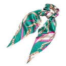 17KM Fashion Floral Print Scrunchies Solid Long Hair Ribbon For Women Ponytail Scarf Sweet Elastic Hair Band Hair Accessories AExp