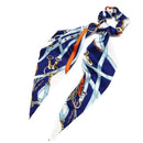 17KM Fashion Floral Print Scrunchies Solid Long Hair Ribbon For Women Ponytail Scarf Sweet Elastic Hair Band Hair Accessories AExp