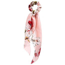 17KM Fashion Floral Print Scrunchies Solid Long Hair Ribbon For Women Ponytail Scarf Sweet Elastic Hair Band Hair Accessories AExp