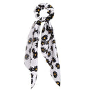 17KM Fashion Floral Print Scrunchies Solid Long Hair Ribbon For Women Ponytail Scarf Sweet Elastic Hair Band Hair Accessories AExp