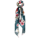 17KM Fashion Floral Print Scrunchies Solid Long Hair Ribbon For Women Ponytail Scarf Sweet Elastic Hair Band Hair Accessories AExp