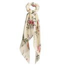 17KM Fashion Floral Print Scrunchies Solid Long Hair Ribbon For Women Ponytail Scarf Sweet Elastic Hair Band Hair Accessories AExp