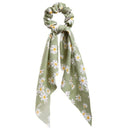 17KM Fashion Floral Print Scrunchies Solid Long Hair Ribbon For Women Ponytail Scarf Sweet Elastic Hair Band Hair Accessories AExp
