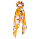 17KM Fashion Floral Print Scrunchies Solid Long Hair Ribbon For Women Ponytail Scarf Sweet Elastic Hair Band Hair Accessories AExp