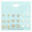 17KM New 9 Pairs/set Crystal Simulated Pearl Stud Earrings Piercing Gold Color Fashion Earrings For Women Bijoux Jewelry Brincos-EJCS080gold-Clear-JadeMoghul Inc.