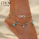 17KM New Double Infinite Beads Pendant Anklet Foot Chain For Woman Summer Bracelet Charm 2 Color Anklets Foot Jewelry Gift-BJCS25825-JadeMoghul Inc.