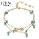 17KM New Double Infinite Beads Pendant Anklet Foot Chain For Woman Summer Bracelet Charm 2 Color Anklets Foot Jewelry Gift-BJCS25851-JadeMoghul Inc.