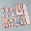 18 Piece hair clip set Cute Hair Accessories Girl headwear Bow Flower animal Hairpins hair band cartoon Elastic Headdress Gift AExp