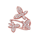 18kt Rose Gold Women's Round Diamond Triple Butterfly Bug Coil Ring 3/4 Cttw - FREE Shipping (US/CAN)-Rings And Bands-5-JadeMoghul Inc.