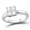 18kt White Gold Women's Diamond Cluster Bridal or Engagement Ring 1.00 Cttw-Gold & Diamond Wedding Jewelry-JadeMoghul Inc.