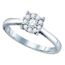 18kt White Gold Women's Round Diamond Cluster Bridal Wedding Engagement Ring 1/3 Cttw - FREE Shipping (US/CAN)-Wedding Jewelry-5-JadeMoghul Inc.