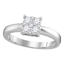 18kt White Gold Women's Round Diamond Cluster Bridal Wedding Engagement Ring 3/8 Cttw - FREE Shipping (US/CAN)-Gold & Diamond Engagement & Anniversary Rings-5-JadeMoghul Inc.