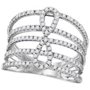 18kt White Gold Women's Round Diamond Infinity Strand Open Band 3-4 Cttw - FREE Shipping (US/CAN)-Gold & Diamond Bands-JadeMoghul Inc.