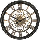 19.5" Wall Clock with Antique Black & Gold Finish-Household Equipment & Accessories-JadeMoghul Inc.
