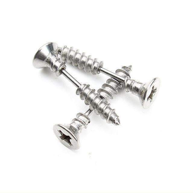 1Pair Punk Fashion Gold Black Color Stainless Nail Screw Stud Earring for Women & Men Helix Ear Piercings Fashion Jewelry F3903-rhodium nail earring-JadeMoghul Inc.