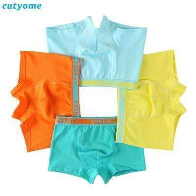 1pc Boys Solid Color Soft Cotton Underwear Boxers-Random Color-2T-JadeMoghul Inc.