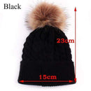 1PC Cute Winter Mom Women Baby Kids Girl Boy Newborn Crochet Knitted Hats Skull Caps Wool Fur Ball Pompom Beanies Hat-Black for Baby-JadeMoghul Inc.