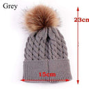 1PC Cute Winter Mom Women Baby Kids Girl Boy Newborn Crochet Knitted Hats Skull Caps Wool Fur Ball Pompom Beanies Hat-Grey for Baby-JadeMoghul Inc.