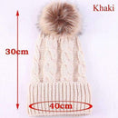 1PC Cute Winter Mom Women Baby Kids Girl Boy Newborn Crochet Knitted Hats Skull Caps Wool Fur Ball Pompom Beanies Hat-Khaki for Adult-JadeMoghul Inc.