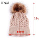 1PC Cute Winter Mom Women Baby Kids Girl Boy Newborn Crochet Knitted Hats Skull Caps Wool Fur Ball Pompom Beanies Hat-Khaki for Baby-JadeMoghul Inc.