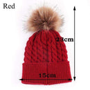 1PC Cute Winter Mom Women Baby Kids Girl Boy Newborn Crochet Knitted Hats Skull Caps Wool Fur Ball Pompom Beanies Hat-Red for Baby-JadeMoghul Inc.