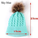 1PC Cute Winter Mom Women Baby Kids Girl Boy Newborn Crochet Knitted Hats Skull Caps Wool Fur Ball Pompom Beanies Hat-Sky Blue for Baby-JadeMoghul Inc.