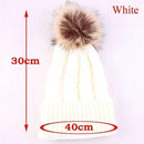 1PC Cute Winter Mom Women Baby Kids Girl Boy Newborn Crochet Knitted Hats Skull Caps Wool Fur Ball Pompom Beanies Hat-White for Adult-JadeMoghul Inc.