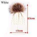 1PC Cute Winter Mom Women Baby Kids Girl Boy Newborn Crochet Knitted Hats Skull Caps Wool Fur Ball Pompom Beanies Hat-White for Baby-JadeMoghul Inc.