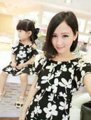 1pc Mother Daughter Dresses Clothes Family Matching Summer Outfits Mom Girl Fashion Short Floral Sets vetement maman et fille-A-Mom S-JadeMoghul Inc.