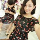 1pc Mother Daughter Dresses Clothes Family Matching Summer Outfits Mom Girl Fashion Short Floral Sets vetement maman et fille-A-Mom S-JadeMoghul Inc.