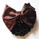 1Pc New Stylish Solid Color Satin Bow Barrette Lady Hair Clip Cover Bowknot Bun Snood Women Hair Accessories-Coffee-JadeMoghul Inc.