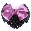 1Pc New Stylish Solid Color Satin Bow Barrette Lady Hair Clip Cover Bowknot Bun Snood Women Hair Accessories-Purple-JadeMoghul Inc.