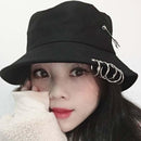 1PC Unisex Women Men Bucket Hat Pin Rings Sunhat Caps Summer Hats AExp