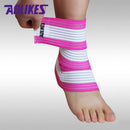 1pcs High Quality Ankle Support Spirally Wound Bandage Volleyball Basketball Ankle Orotection Adjustable Elastic Bands-1pcs White with Red-JadeMoghul Inc.