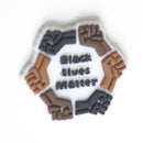 1PCS I Can Not Breathe Shoe Charms Soft PVC JIBZ For Croc Shoe Charm Black lives matter fist BGM BLM AExp