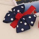 1pcs Newly Design Fashion Grosgrain Children Headdress Girls Cute Hair Clips Headwear Big Bow Dot Hairpins Baby Hair Accessories-Navy Blue-JadeMoghul Inc.