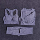 2/3/5PCS Seamless Women Yoga Set Workout Sportswear Gym Clothing Fitness Long Sleeve Crop Top High Waist Leggings Sports Suits AExp