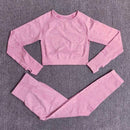 2/3/5PCS Seamless Women Yoga Set Workout Sportswear Gym Clothing Fitness Long Sleeve Crop Top High Waist Leggings Sports Suits AExp