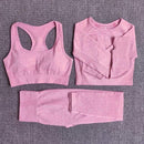 2/3/5PCS Seamless Women Yoga Set Workout Sportswear Gym Clothing Fitness Long Sleeve Crop Top High Waist Leggings Sports Suits AExp