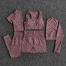 2/3/5PCS Seamless Women Yoga Set Workout Sportswear Gym Clothing Fitness Long Sleeve Crop Top High Waist Leggings Sports Suits AExp