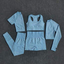 2/3/5PCS Seamless Women Yoga Set Workout Sportswear Gym Clothing Fitness Long Sleeve Crop Top High Waist Leggings Sports Suits AExp