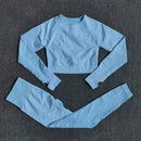 2/3/5PCS Seamless Women Yoga Set Workout Sportswear Gym Clothing Fitness Long Sleeve Crop Top High Waist Leggings Sports Suits AExp