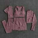 2/3/5PCS Seamless Women Yoga Set Workout Sportswear Gym Clothing Fitness Long Sleeve Crop Top High Waist Leggings Sports Suits AExp
