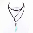 2 Pcs New Fashion Long Black/Brown Velvet Choker Necklace Women Steampunk Gold/Rhodium Tube Collar Necklaces Ras De Cou-X93-JadeMoghul Inc.