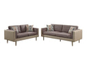 2 Piece Sofa Set With Accent Pillows In Brown-Sofas-Brown-PolyfiberPlywood Base PanelSolid Pine Frame-JadeMoghul Inc.