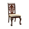 2 Piece Traditional Wooden Side Chair with Fabric Upholstered Seat, Brown and Beige-Armchairs and Accent Chairs-Brown and Beige-Fabric, Solid Wood, Wood Veneer-JadeMoghul Inc.