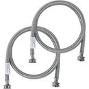 2 pk Braided Stainless Steel Washing Machine Hoses, 4ft-Washing Machine Connection & Accessories-JadeMoghul Inc.