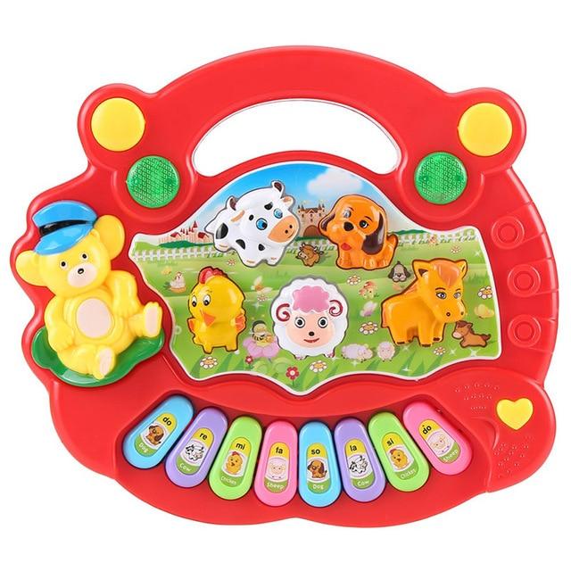 2 Types Farm Animal Sound Kids Piano Music Toy Musical Animals Sounding Keyboard Piano Baby Playing Type Musical Instruments AExp
