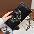 2016 Hot Fashion Metal Skull Pattern PU Leather Long Wallets Women Wallets Portable Casual Lady Cash Purse Card Holder Gift-Black Deer Head 1-JadeMoghul Inc.