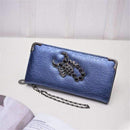 2016 Hot Fashion Metal Skull Pattern PU Leather Long Wallets Women Wallets Portable Casual Lady Cash Purse Card Holder Gift-Blue Scorpion-JadeMoghul Inc.